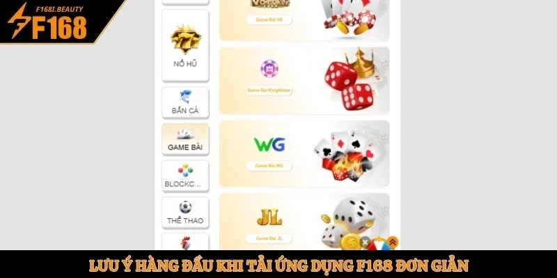 Lưu ý hàng đầu khi tải ứng dụng F168 đơn giản
