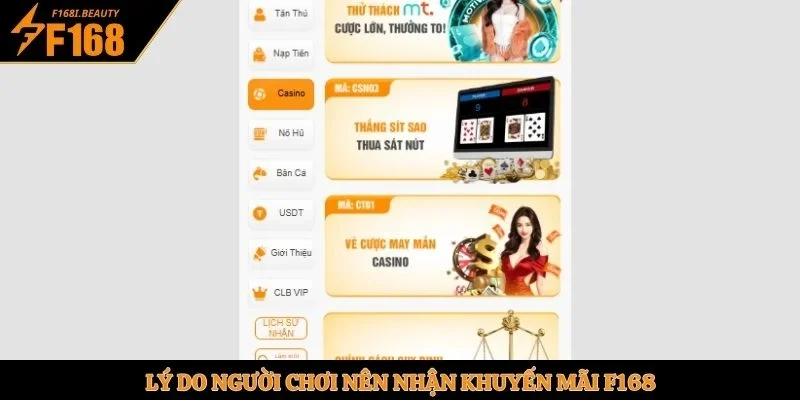 Lý do người chơi nên nhận khuyến mãi F168