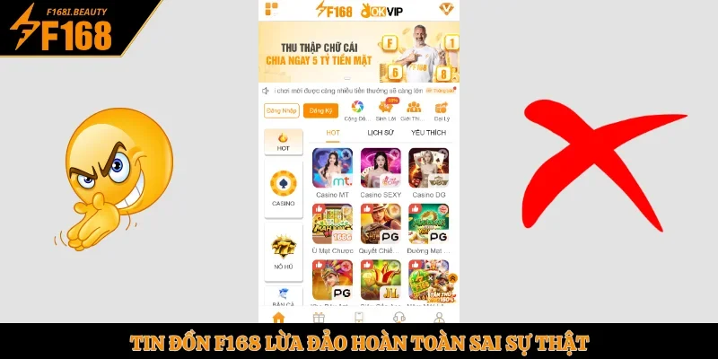Tin đồn F168 lừa đảo hoàn toàn sai sự thật